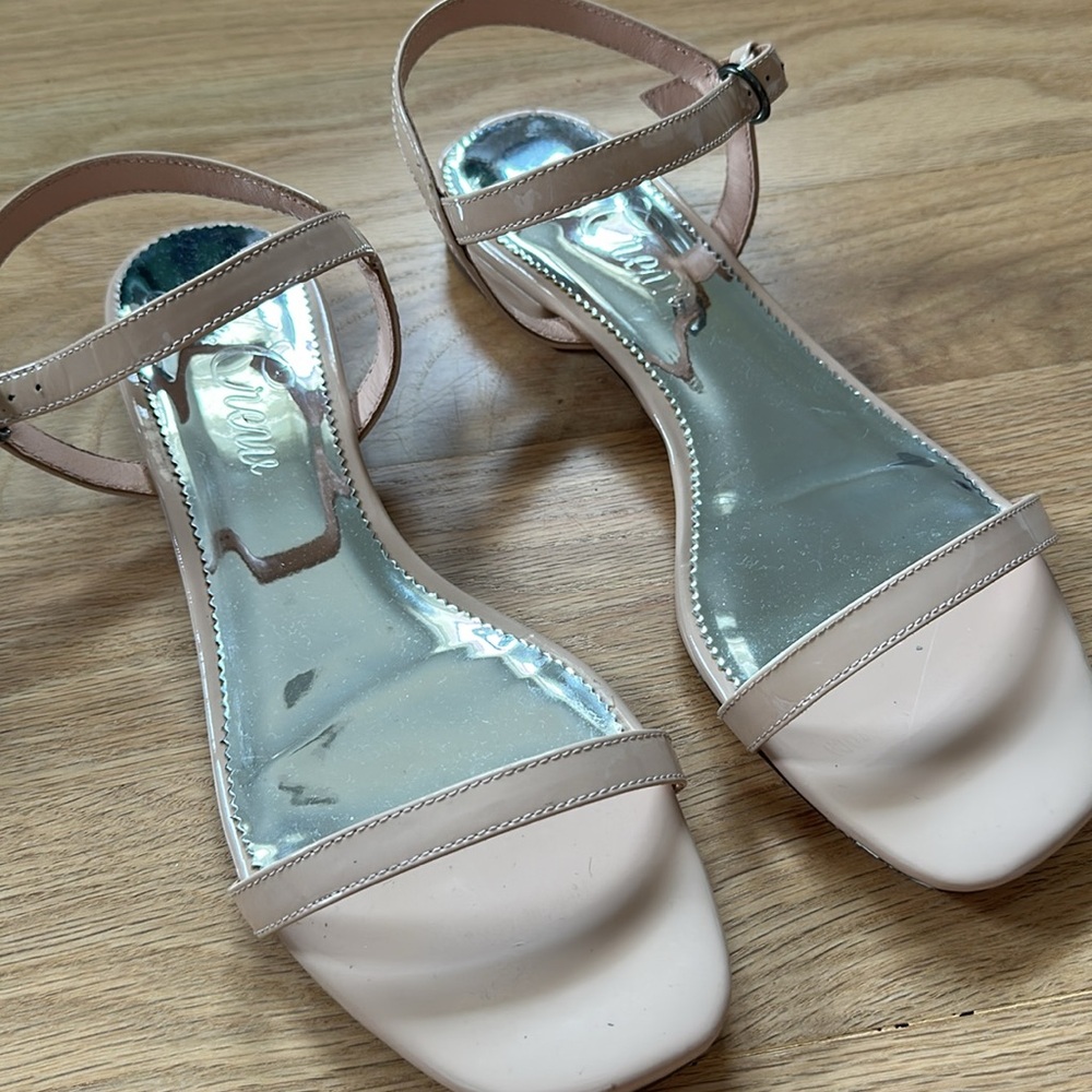 J Crew strappy sandals patent dusty pink taupe size 8.5, adjustable ankle strap - Picture 4 of 12